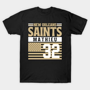 New Orleans Saints Mathieu 32 American Flag Football T-Shirt